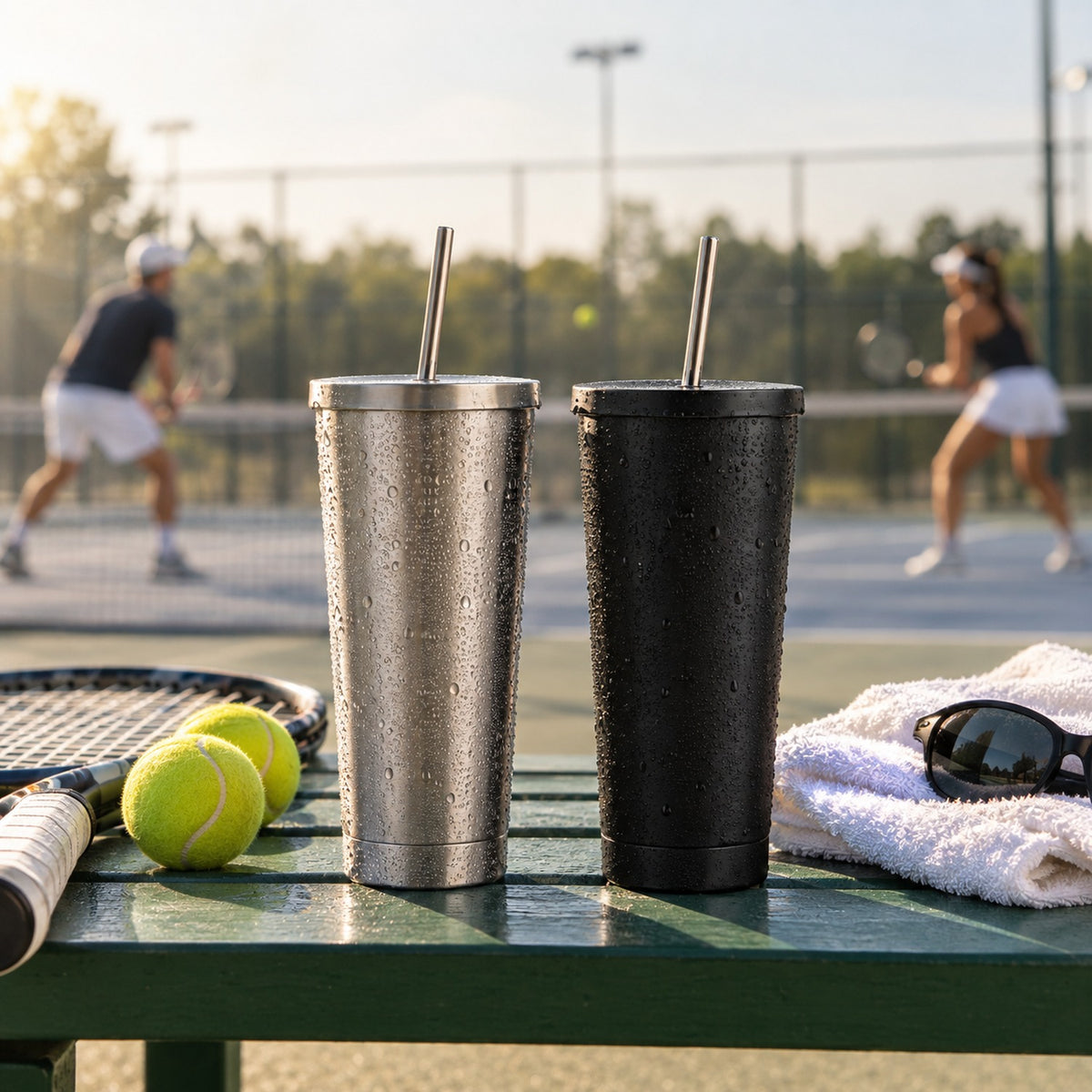 Vaso Termico Acero Inoxidable 600ml Con Bombilla Gris