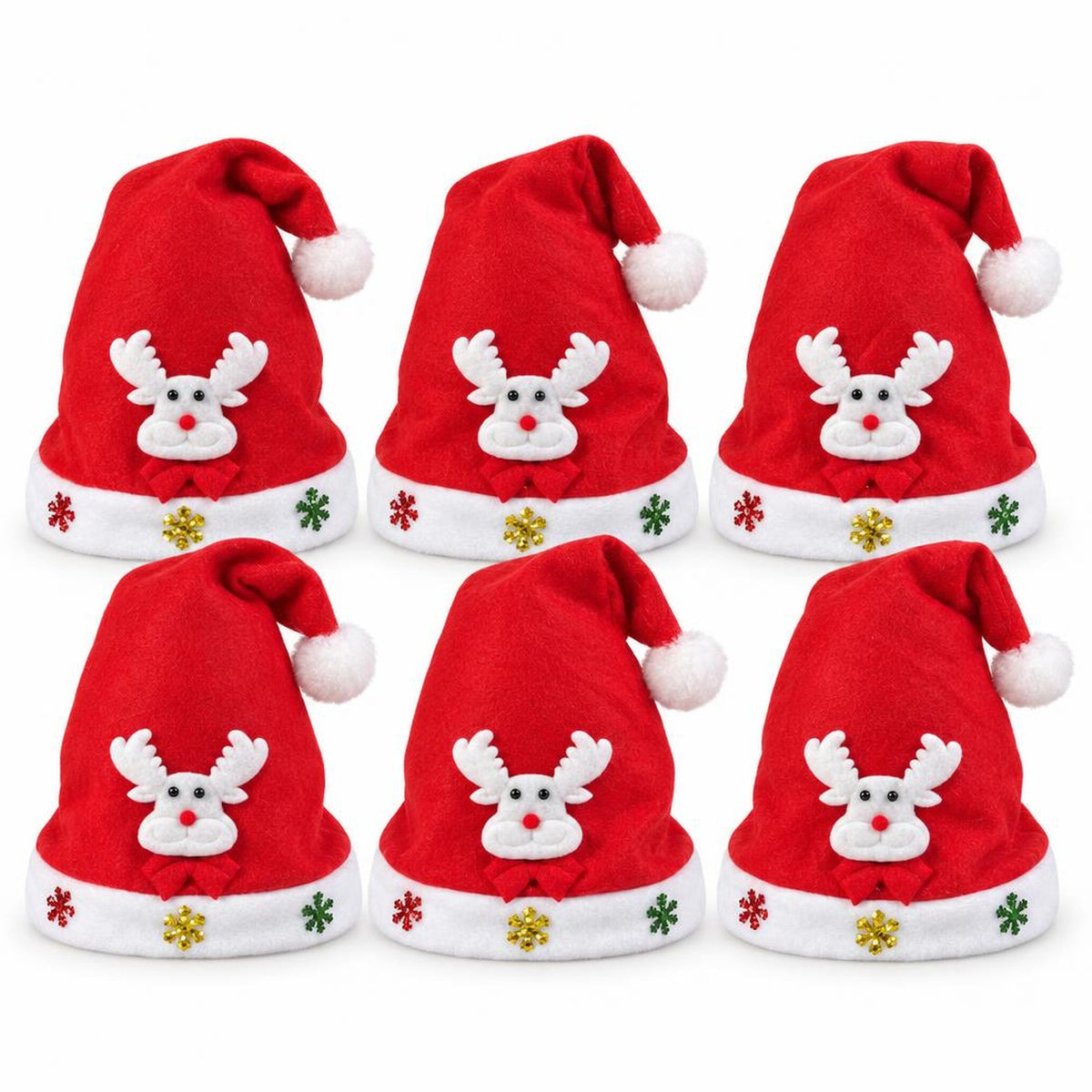 Pack 6 Gorros Navidad Reno 54cm