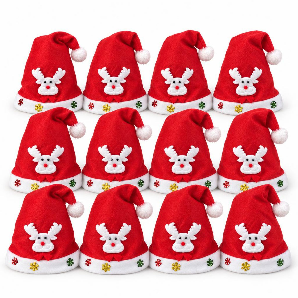 Pack 12 Gorros Navidad Reno 54cm Rojo