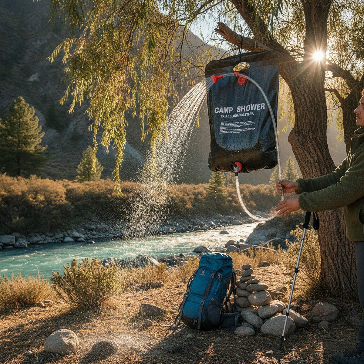 Ducha Portátil Camping 20 Litros Solar para Exterior