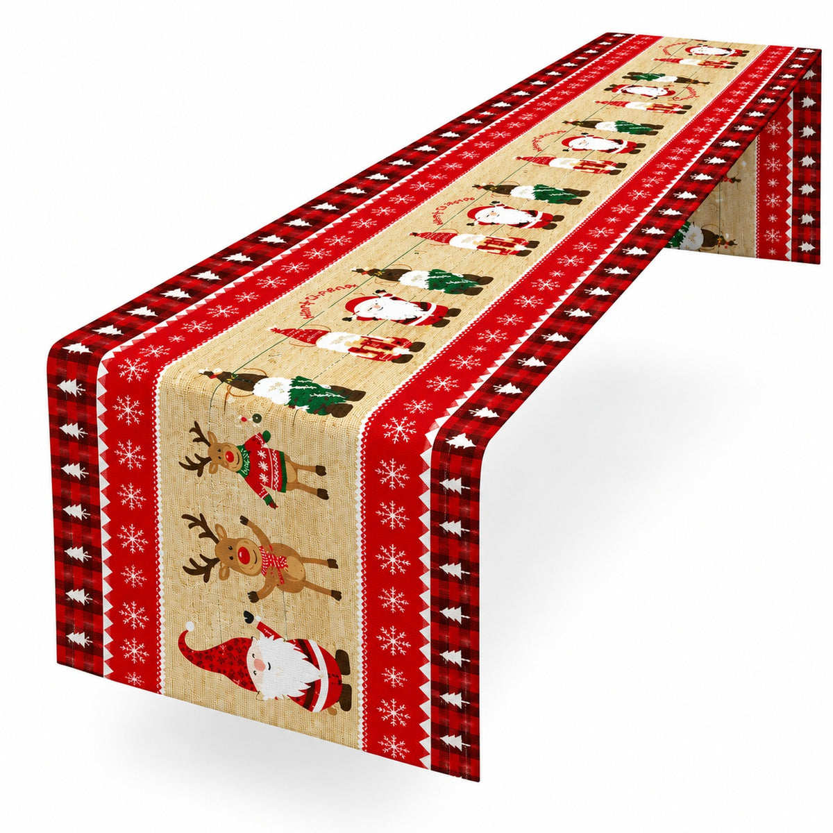 Centro Mesa Navideño Rojo 180x36cm Diseño Viejito Pascuero
