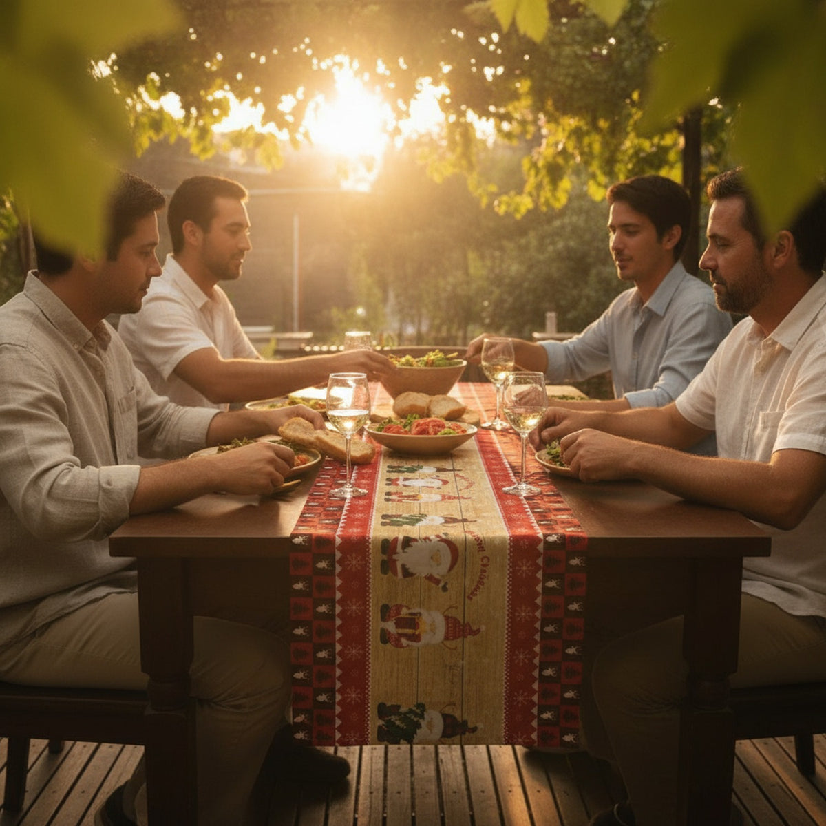 Centro Mesa Navideño Rojo 180x36cm Diseño Viejito Pascuero