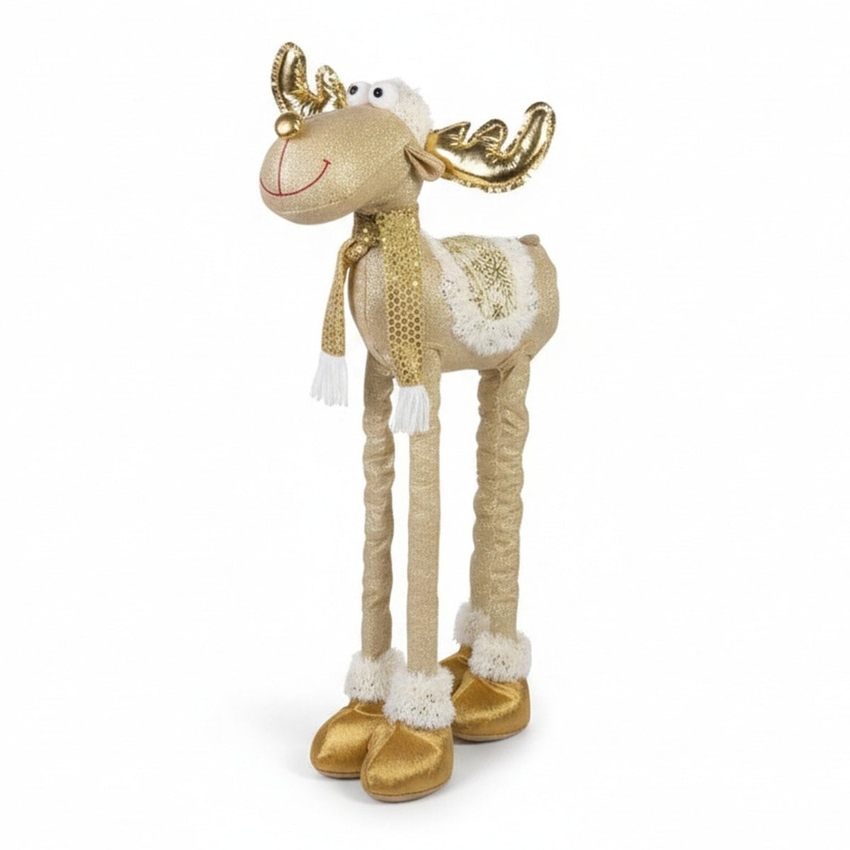 Adorno Reno Navideño Patas Extensibles 60cm Dorado
