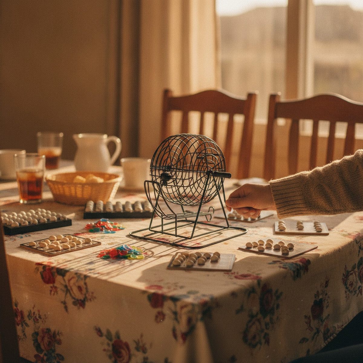 Juego De Bingo Profesional Con Tómbola Y 75 Números