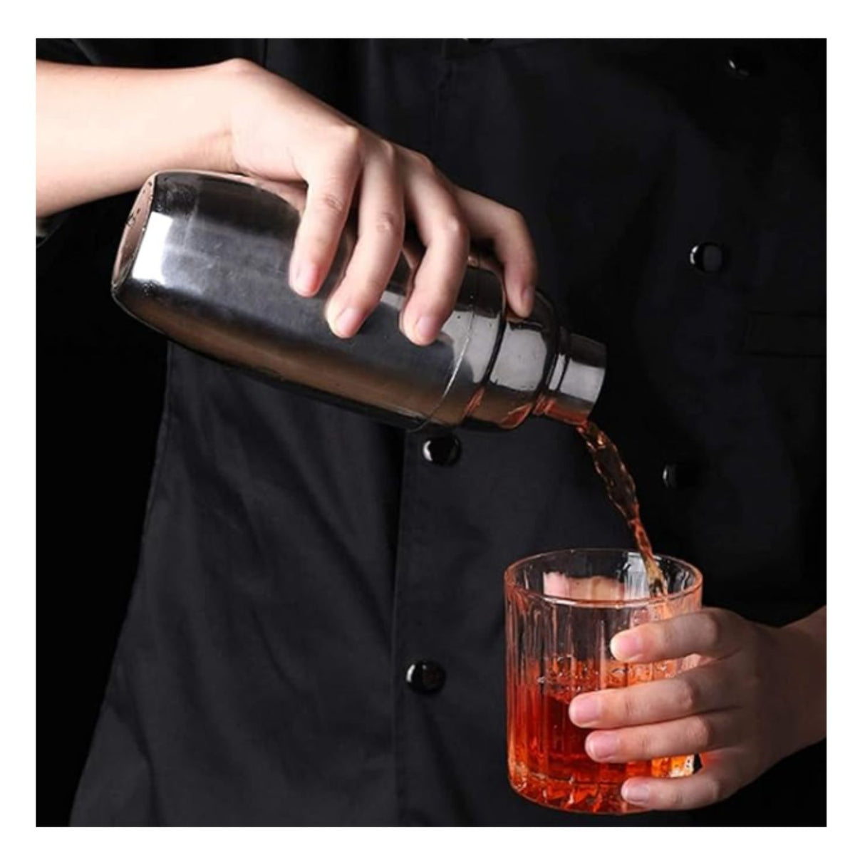 Kit de coctelería de 10 piezas en acero inoxidable plata, incluye coctelera, colador y pinzas para hielo. Ideal para preparar cócteles en casa.-1-3-1