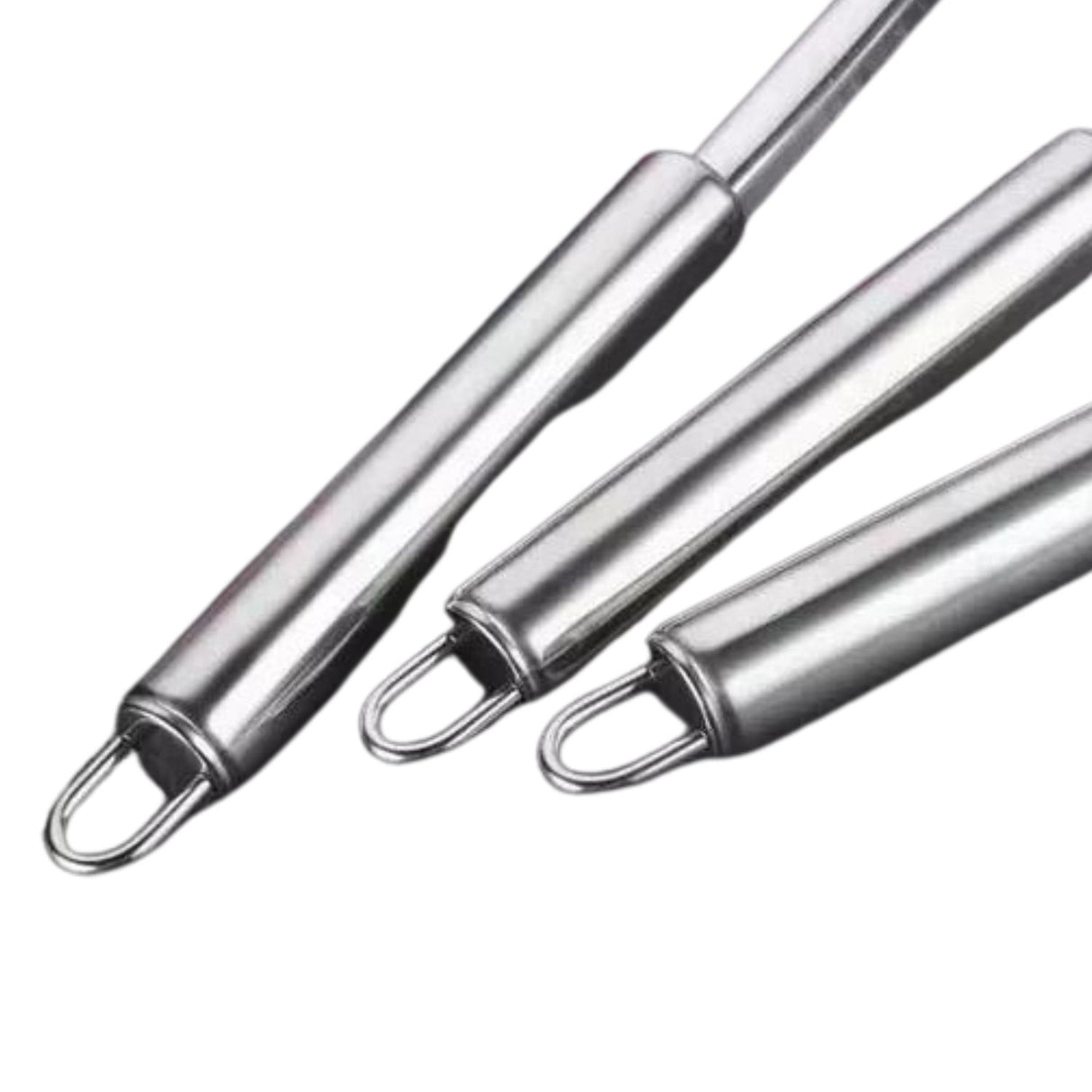 Set de 6 cucharones de cocina multicolor de acero inoxidable, 37 cm, ergonómicos y resistentes, ideales para servir sopas y guisos.-1-3-1