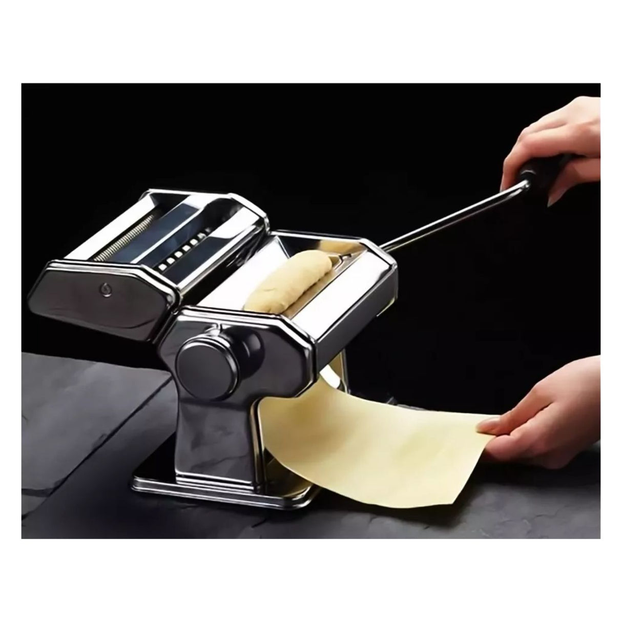 Máquina de ravioles manual de acero inoxidable, 20 cm, color plata brillante, ideal para hacer ravioles y pasta fresca en casa.-1-3-1