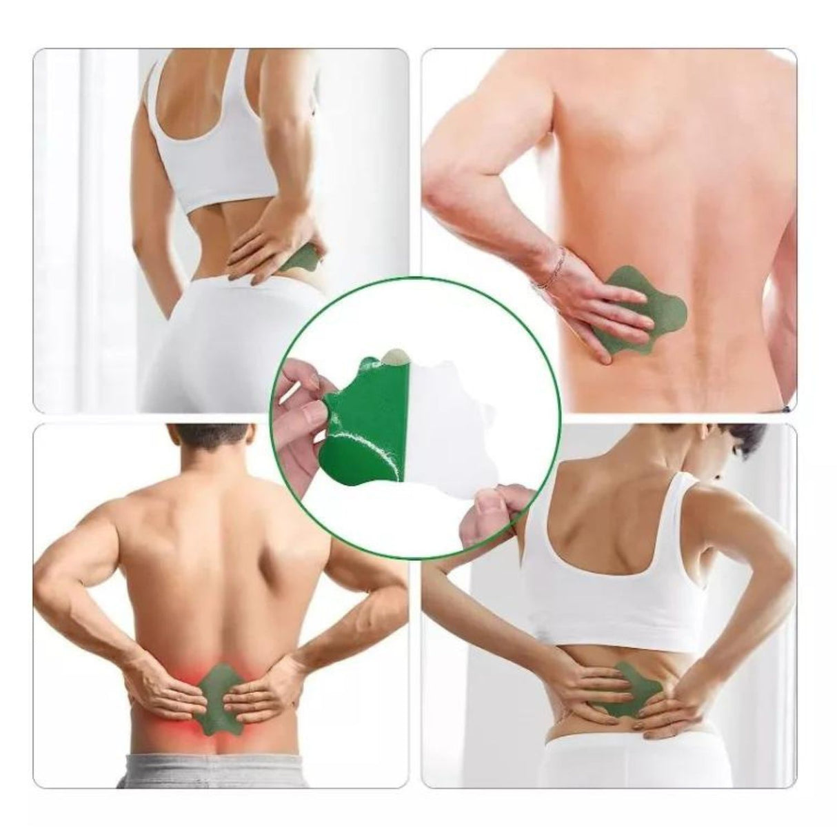 Parches para la espalda blancos de 11 cm, suaves y transpirables, alivian dolor muscular y tensión. Efecto prolongado y resistente al agua.-1-4-1