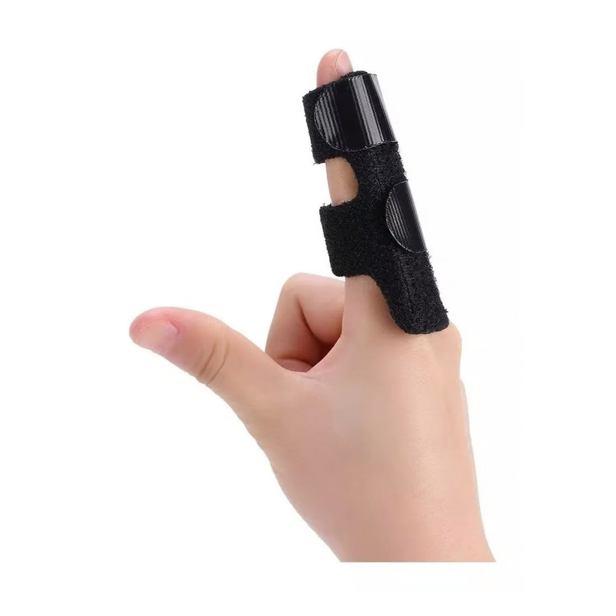 Férula negra de 11 cm para dedo, fabricada en plástico resistente y acolchado suave, ideal para soporte de lesiones y comodidad diaria.-1-1-1