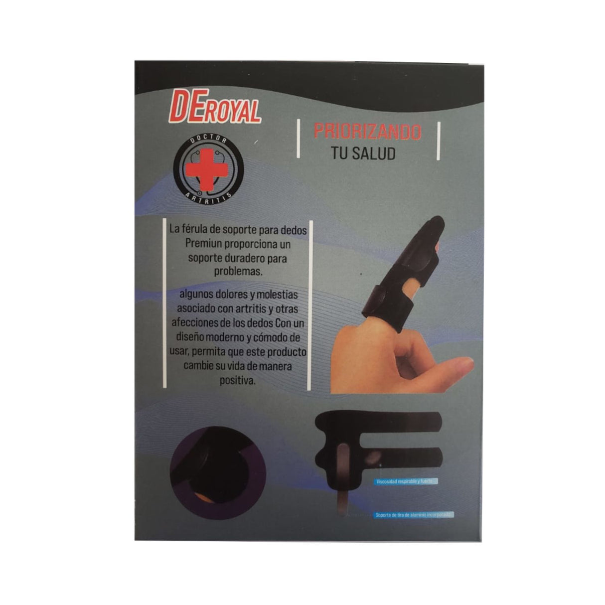 Férula negra de 11 cm para dedo, fabricada en plástico resistente y acolchado suave, ideal para soporte de lesiones y comodidad diaria.-1-2-1