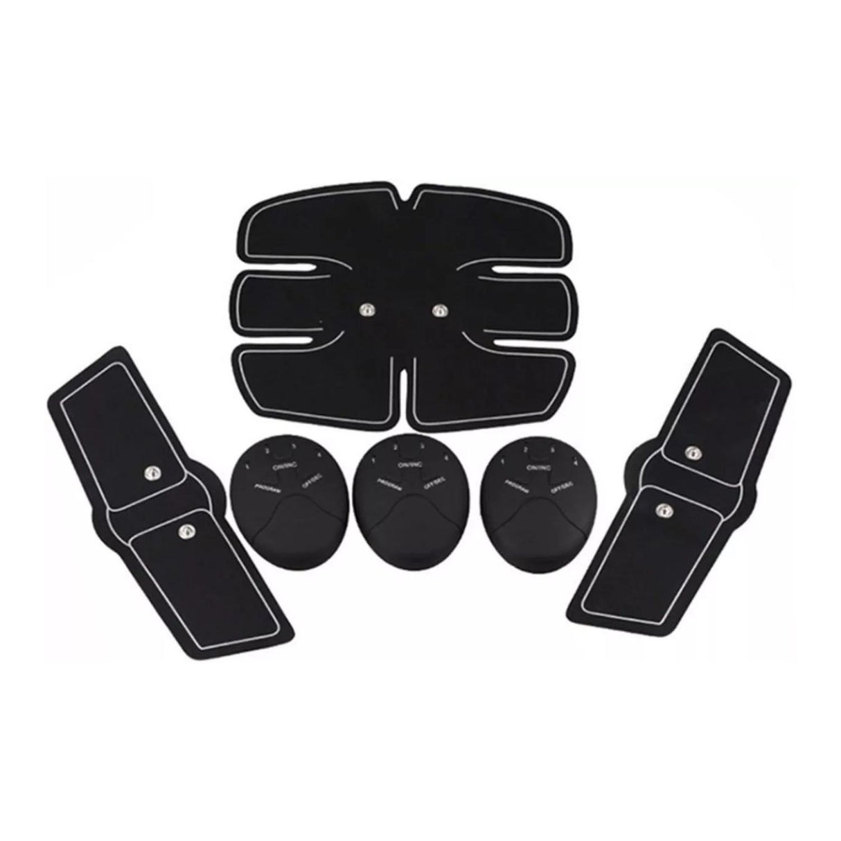 Electro Físico EMS negro, estimulador muscular portátil de 19 cm, ideal para tonificación y rehabilitación, con múltiples niveles de intensidad.-1-2-1