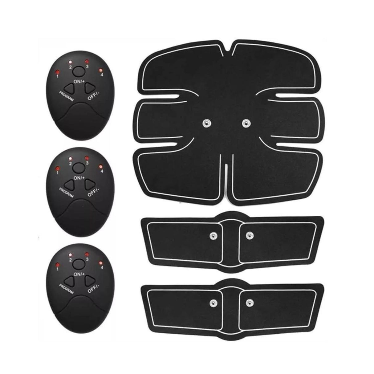 Electro Físico EMS negro, estimulador muscular portátil de 19 cm, ideal para tonificación y rehabilitación, con múltiples niveles de intensidad.-1-4-1