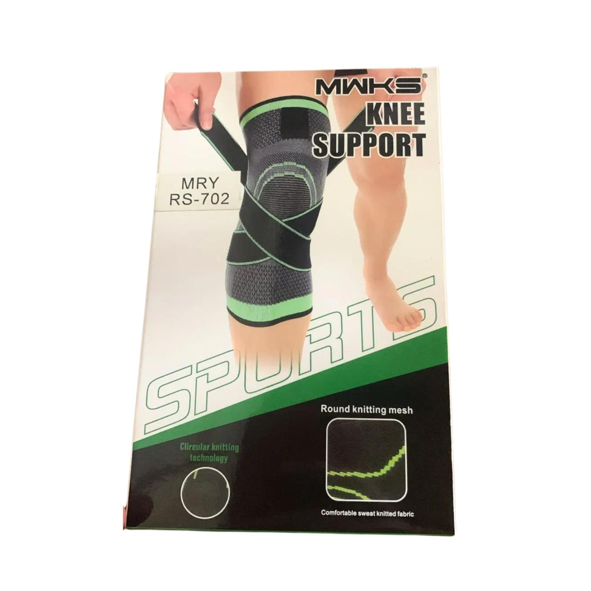 Rodillera elástica verde de 15 cm, transpirable y ajustable, ideal para soporte en deportes y uso diario.-1-4-1