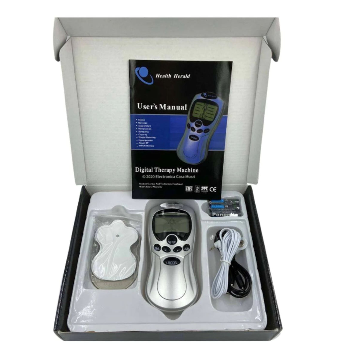 Parches Electro Físicos Terapéuticos de 16 cm en gris, fabricados con gel hipoalergénico, alivian el dolor y estimulan músculos.-1-2-1