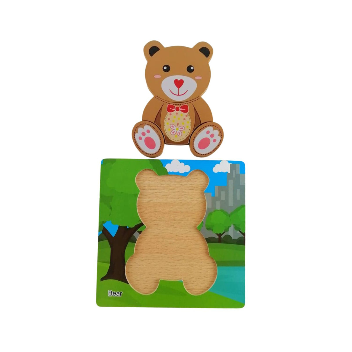Puzzle de Madera Oso 15x15cm Para Niños de +3