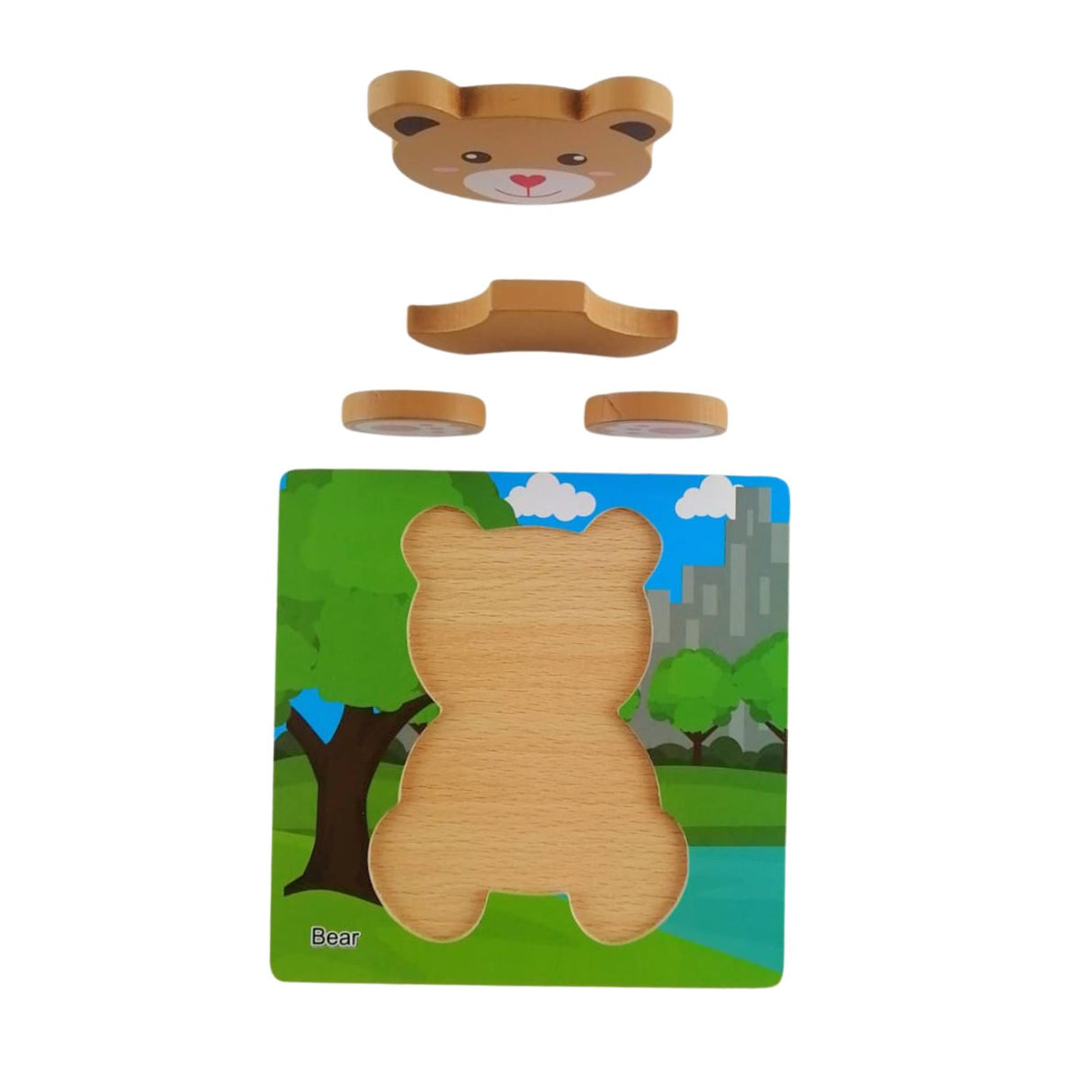 Puzzle de Madera Oso 15x15cm Para Niños de +3