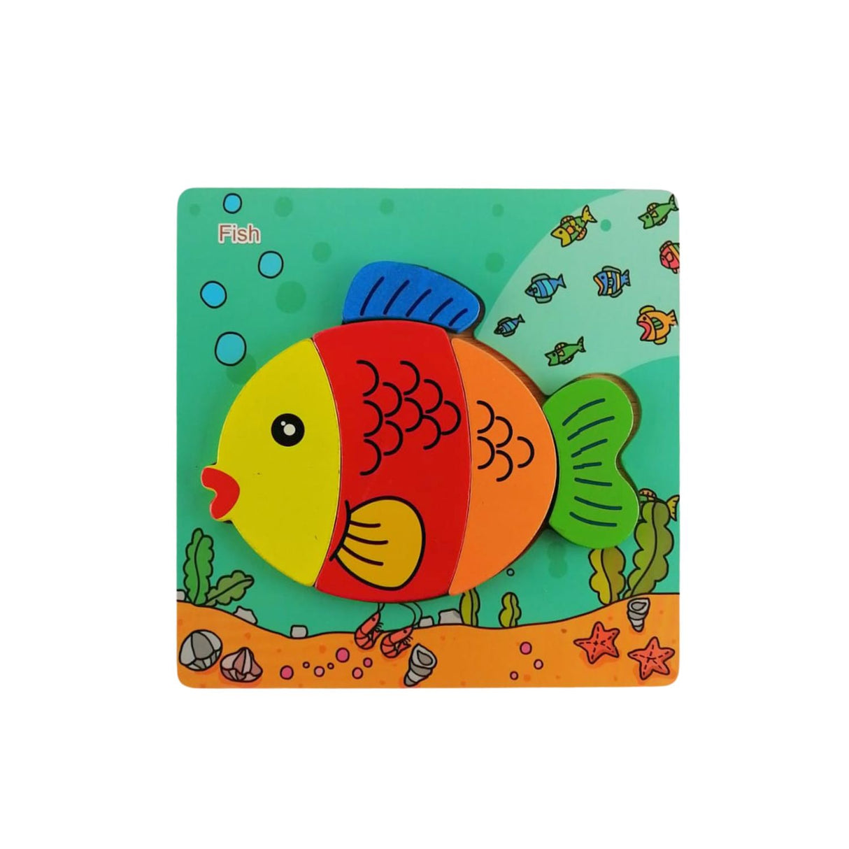 Puzzle de Madera Peces 15x15cm Para Niños de +3 | Disparo.cl
