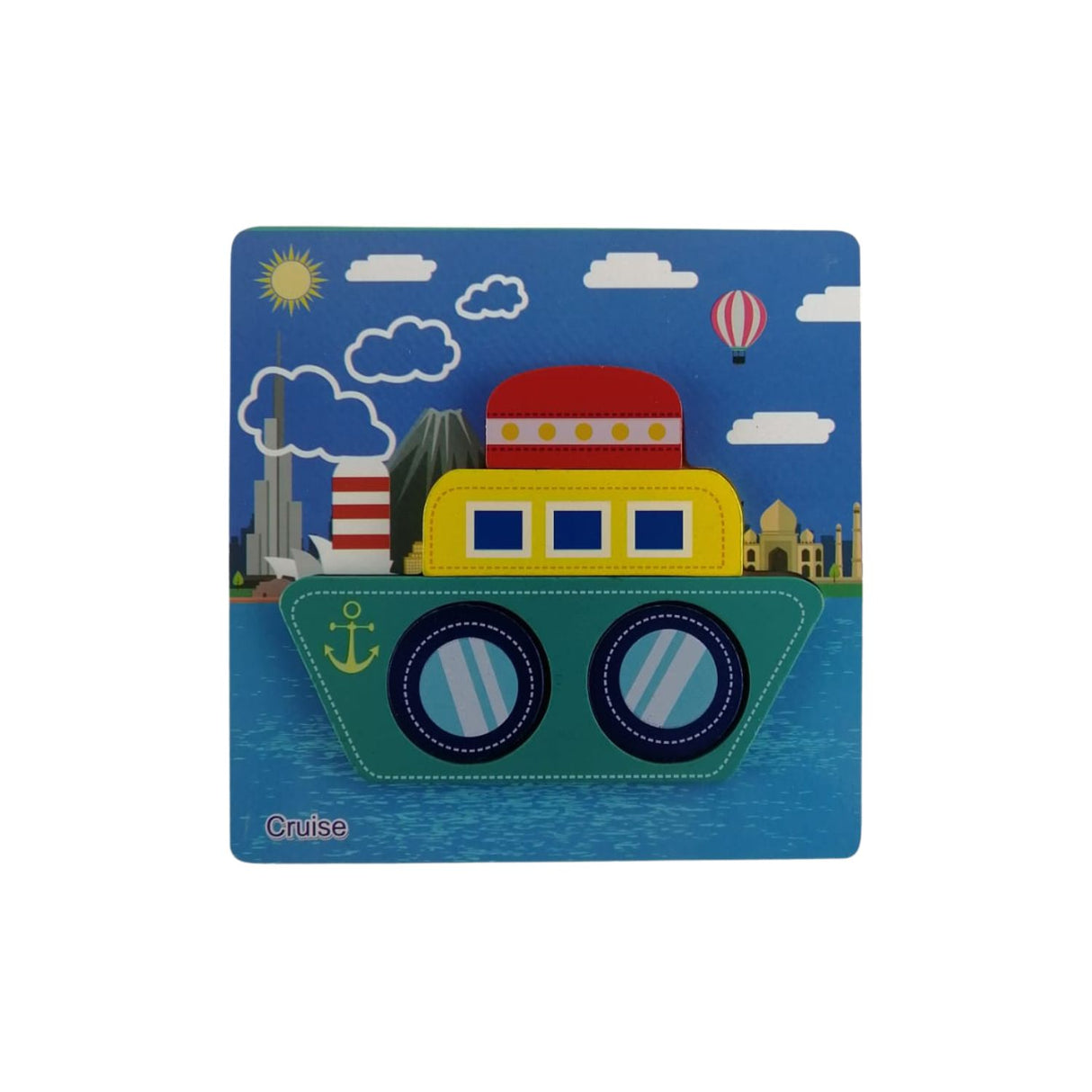 Puzzle de Madera Barco 15x15cm Para Niños de +3