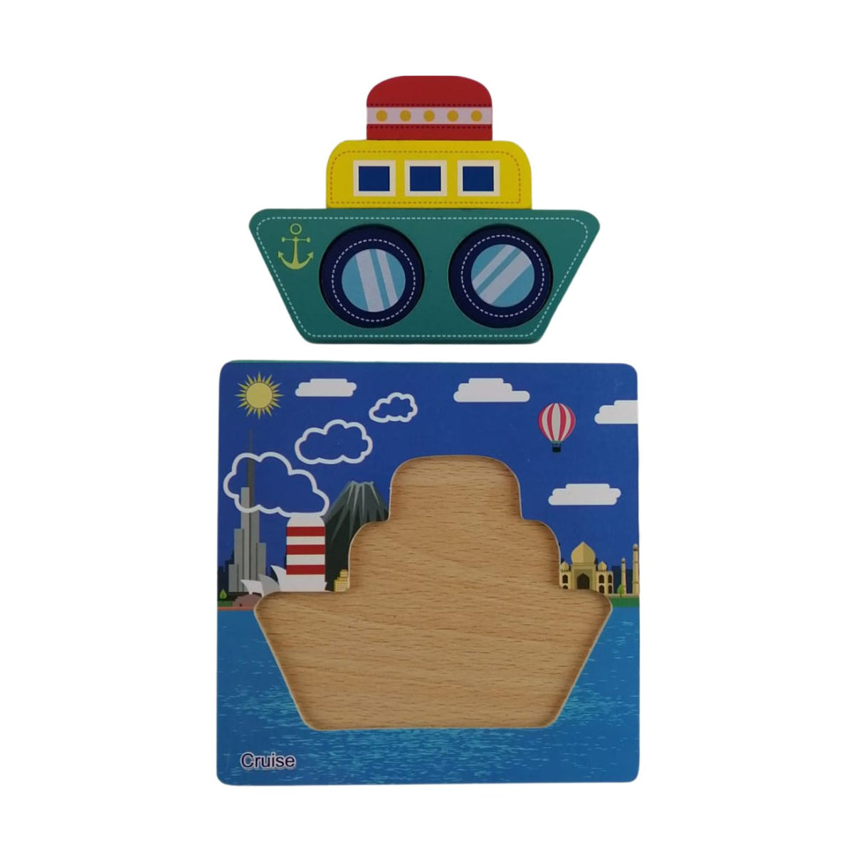 Puzzle de Madera Barco 15x15cm Para Niños de +3