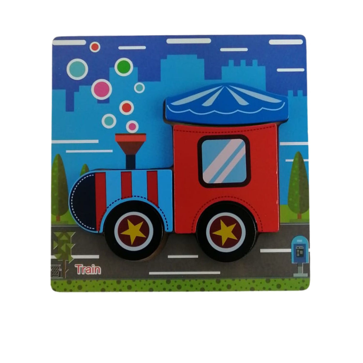 Puzzle de Madera Tren 15x15cm Para Niños de +3 | Disparo.cl
