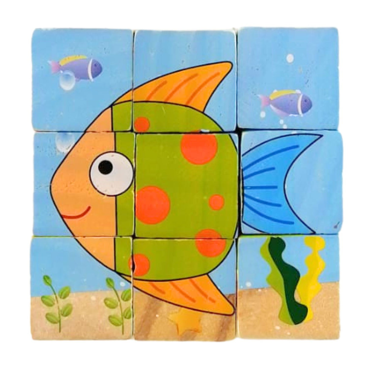 Juego Didáctico de Puzzle de Cubo de Madera de 9 Bloques