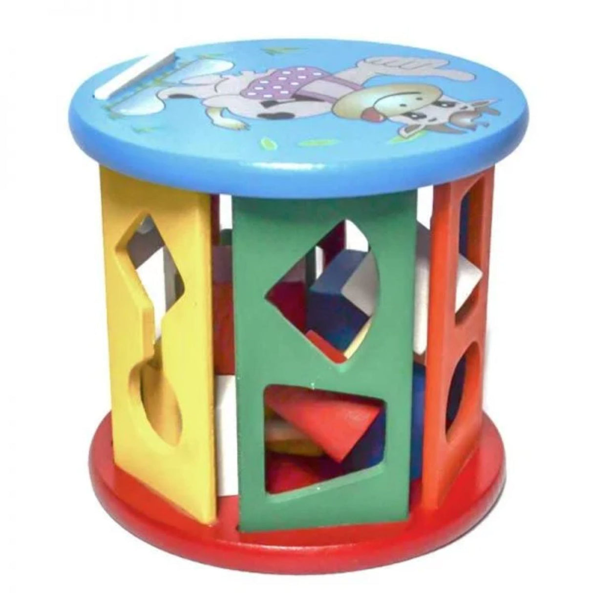 Cilindro de Encaje con Figuras Geométricas de Madera de 13cm. Ideal para el desarrollo cognitivo de los niños. ¡Descúbrelo ahora y potencia su aprendizaje!-1-1-1-1-1