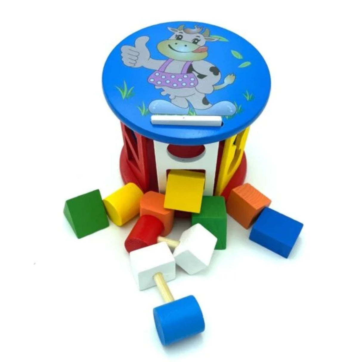 Cilindro de Encaje con Figuras Geométricas de Madera de 13cm. Ideal para el desarrollo cognitivo de los niños. ¡Descúbrelo ahora y potencia su aprendizaje!-1-2-1-1-1