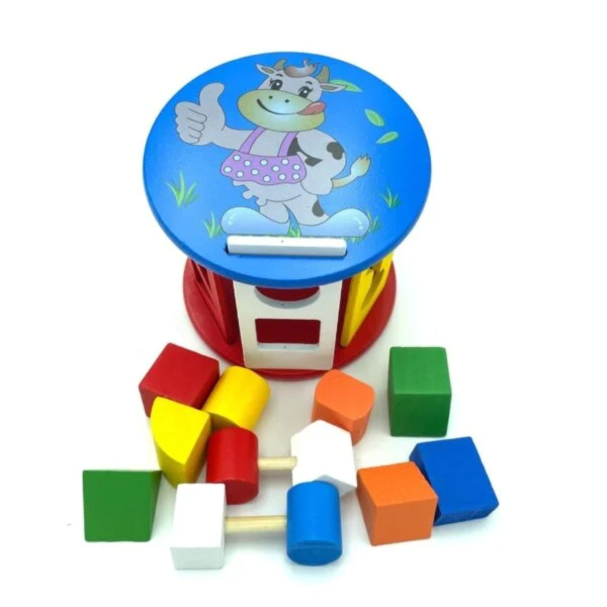 Cilindro de Encaje con Figuras Geométricas de Madera de 13cm. Ideal para el desarrollo cognitivo de los niños. ¡Descúbrelo ahora y potencia su aprendizaje!-1-3-1-1-1