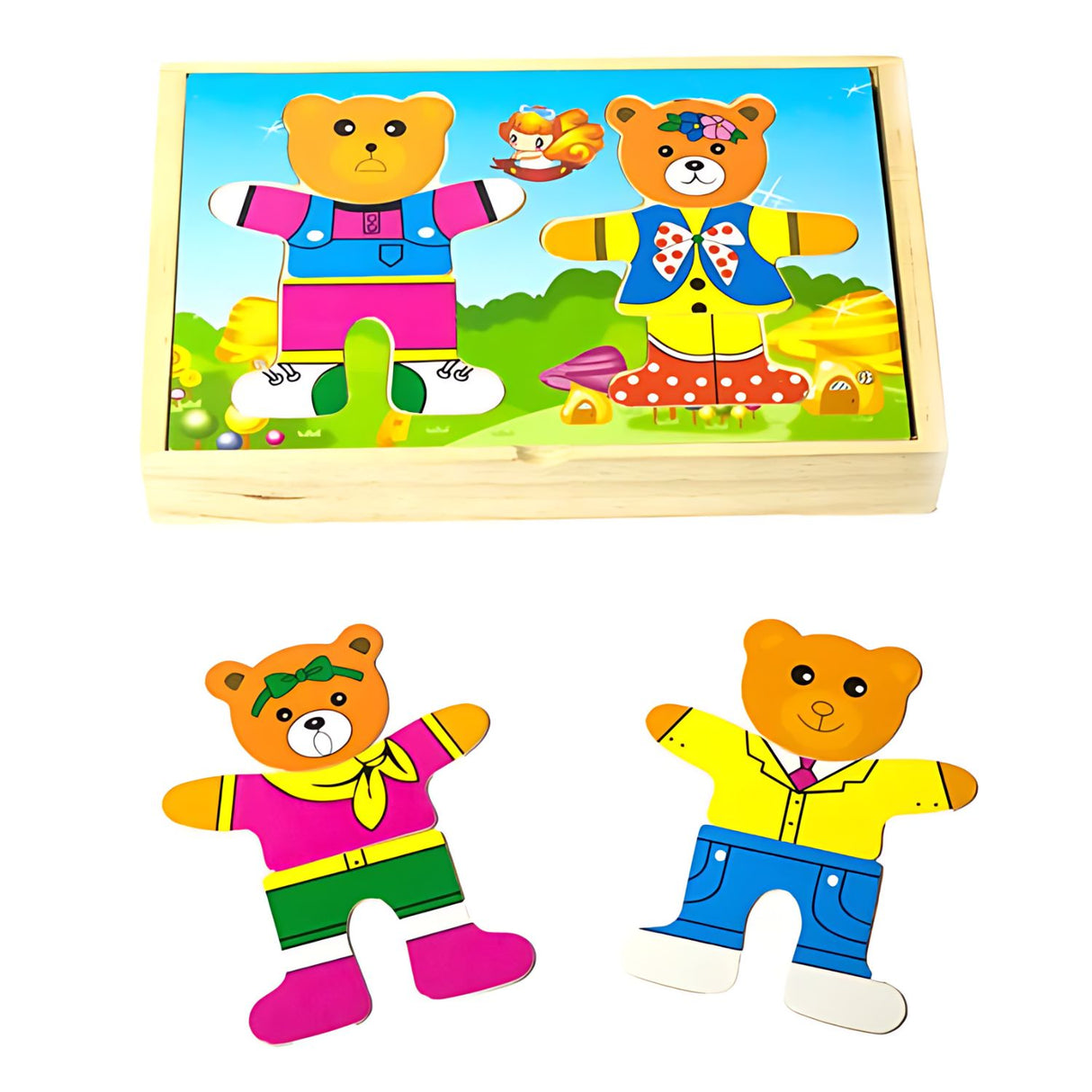 Juego de Puzzle de Osos de Madera para Niños de 3+ Años. Fomenta la creatividad y habilidades motoras. ¡Compra ahora y diviértete aprendiendo!-1-1-1-1-1