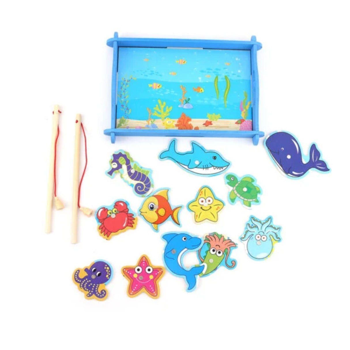 Juego de Pesca de Madera Incluye 2 Cañas Para Niños de 23 cm. Fomenta la creatividad y la diversión. ¡Compra ahora y disfruta en familia!-1-1-1-1-1