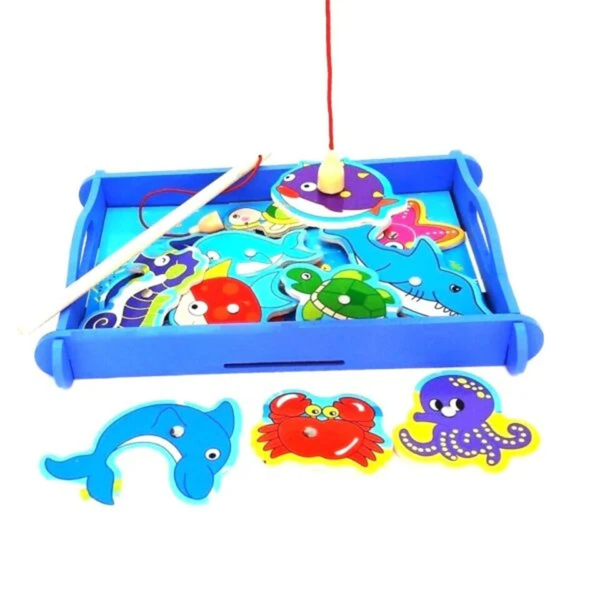 Juego de Pesca de Madera Incluye 2 Cañas Para Niños de 23 cm. Fomenta la creatividad y la diversión. ¡Compra ahora y disfruta en familia!-1-2-1-1-1