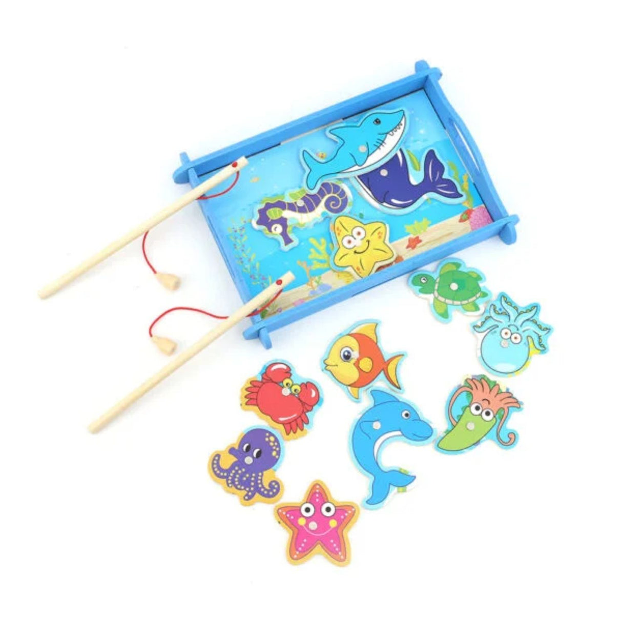 Juego de Pesca de Madera Incluye 2 Cañas Para Niños de 23 cm. Fomenta la creatividad y la diversión. ¡Compra ahora y disfruta en familia!-1-3-1-1-1