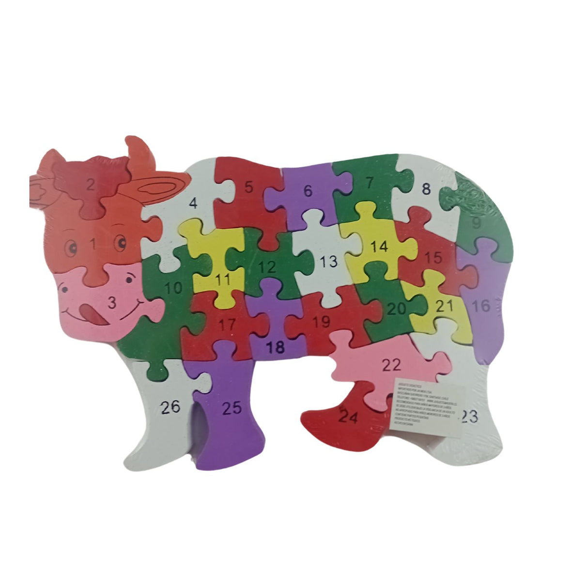 Juego de Puzzle Grande De Madera en Forma de Vaca Animal. Fomenta la creatividad y habilidades motoras. ¡Descúbrelo ahora y diviértete!-1-2-1-1-1