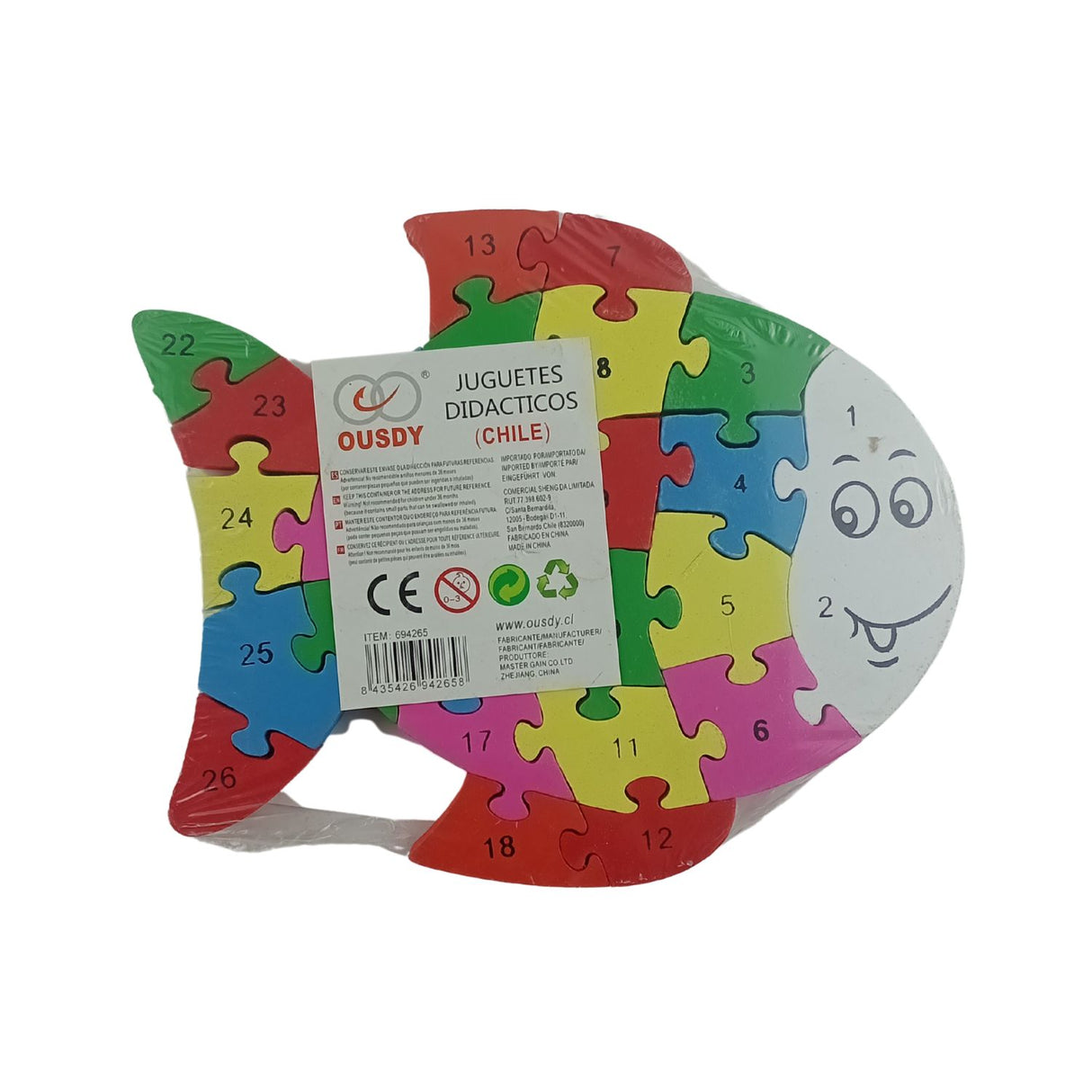 Juego de Puzzle Grande De Madera en Forma de Pez Animal. Fomenta la creatividad y habilidades motoras. ¡Descúbrelo ahora y diviértete!-1-2-1-1-1