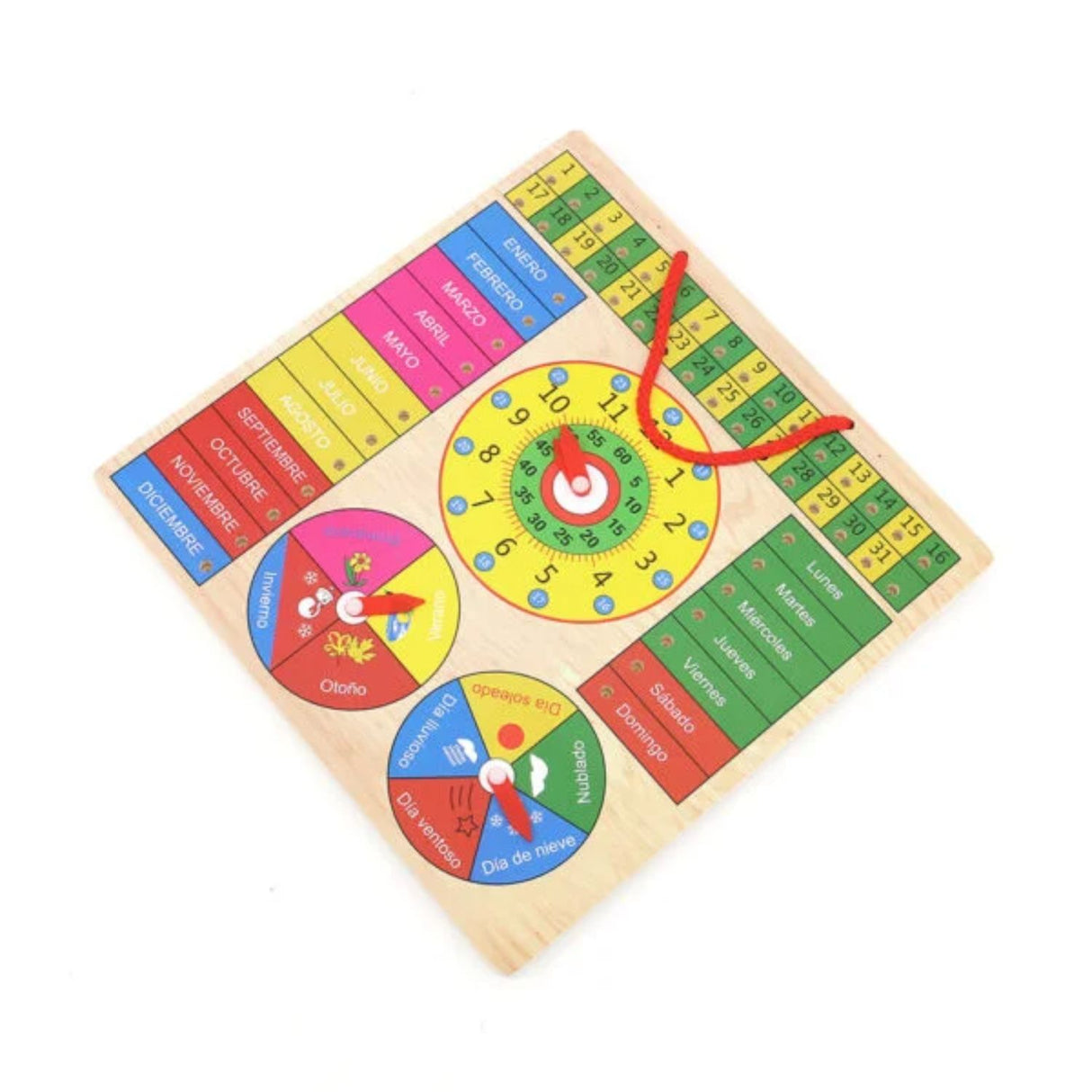 Reloj de Madera para Aprender las Horas Semanas Meses y Año. Ideal para niños, fomenta el aprendizaje divertido. ¡Compra ahora y educa jugando!-1-4-1-1-1