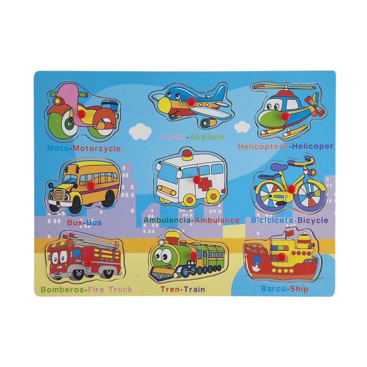 Rompecabezas Didáctico Transportes de Madera 30cm Niños. Fomenta el aprendizaje y la diversión. ¡Compra ahora y estimula su creatividad!-1-1-1-1-1