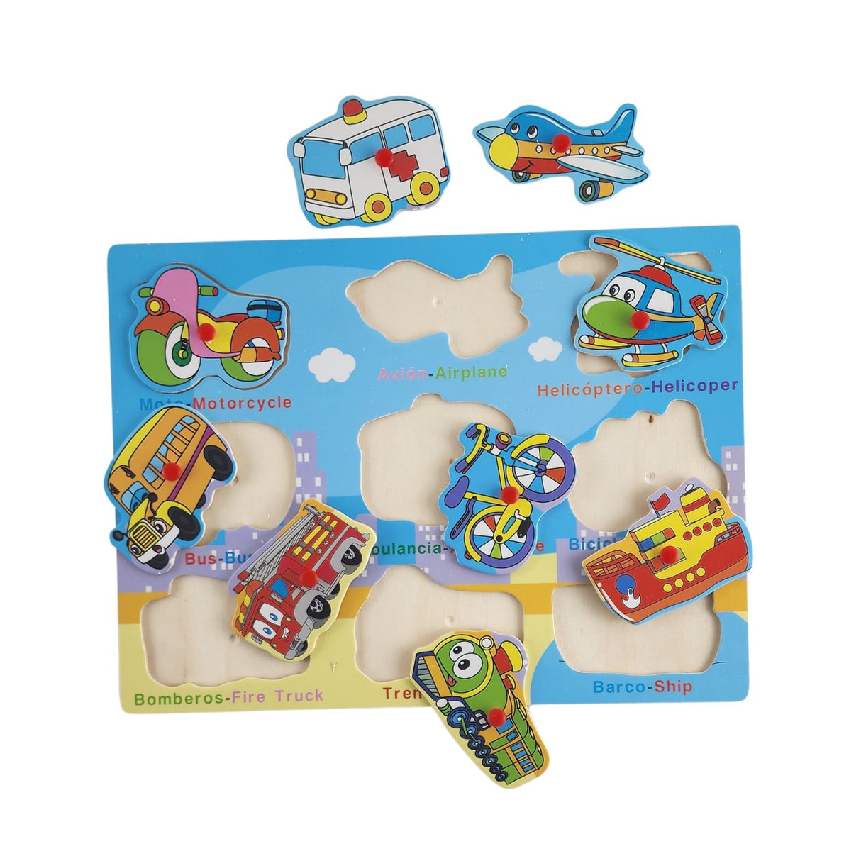 Rompecabezas Didáctico Transportes de Madera 30cm Niños. Fomenta el aprendizaje y la diversión. ¡Compra ahora y estimula su creatividad!-1-2-1-1-1