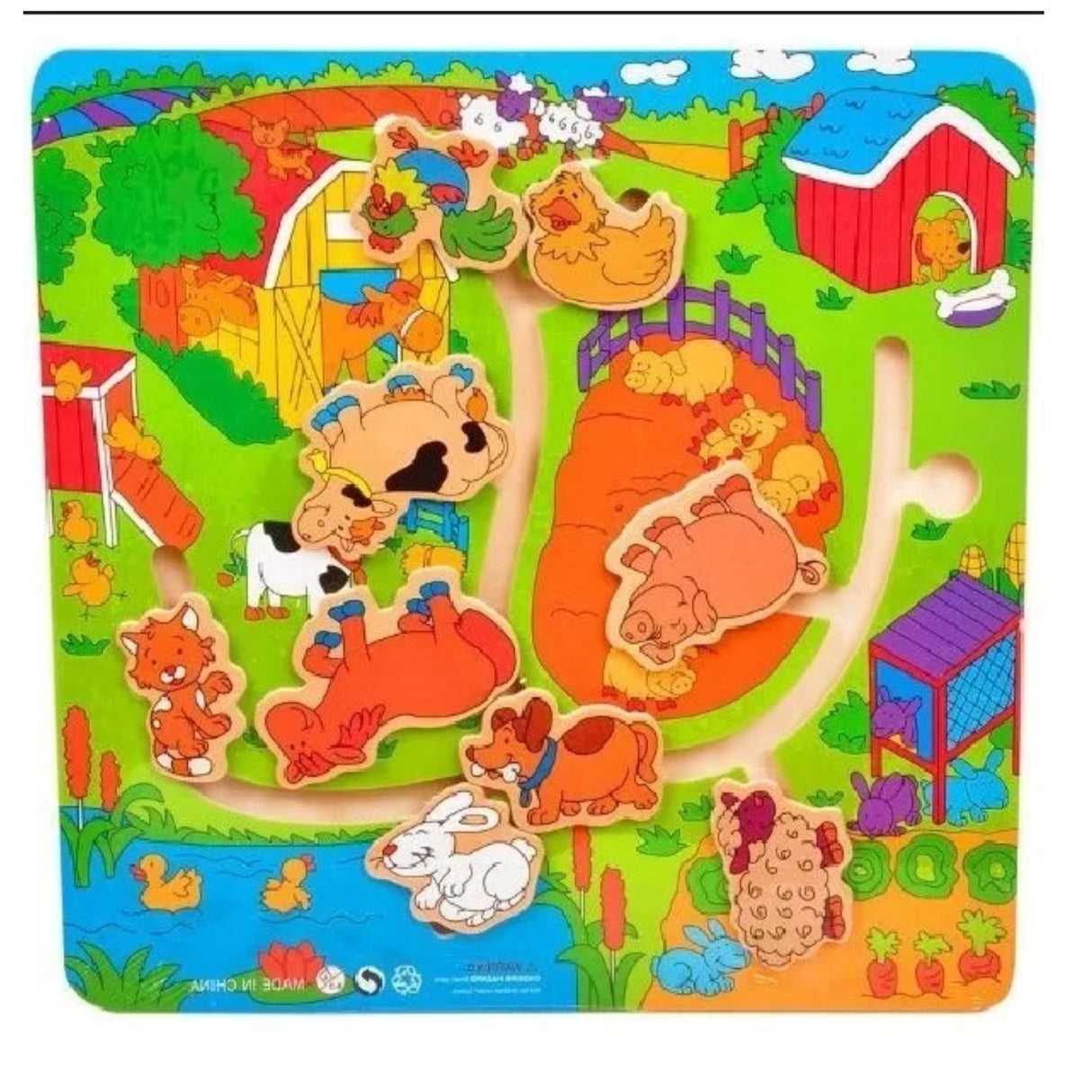 Tabla Corrediza de Madera De Animales de 30 cm para Niños. Fomenta la creatividad y el juego. ¡Compra ahora y diviértete con tus pequeños!-1-4-1-1-1