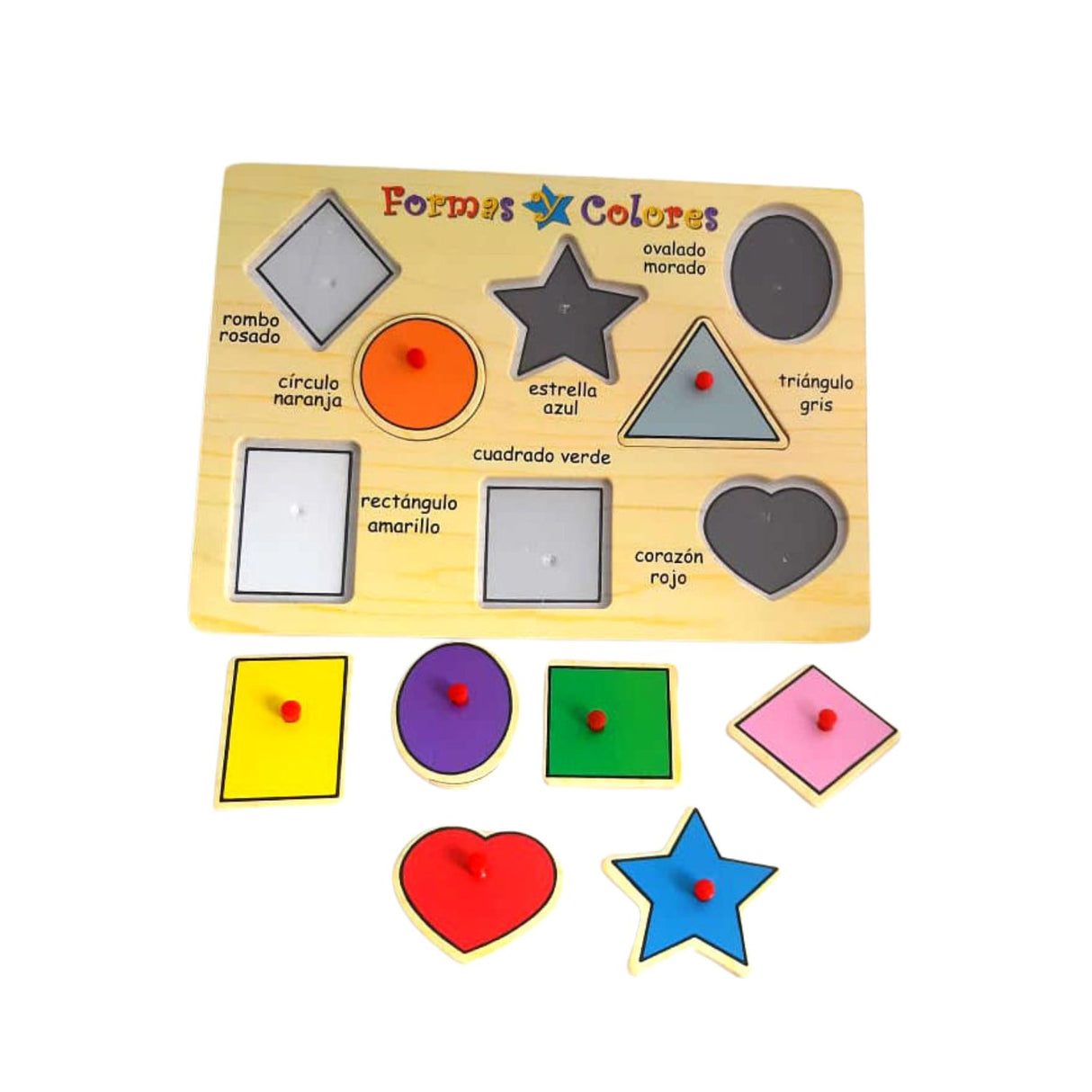 Tabla Geométrica de Encaje de Madera con Nombres para Niños. Fomenta el aprendizaje y la diversión. ¡Compra ahora y estimula su creatividad!-1-3-1-1-1