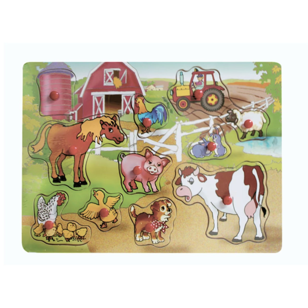 Tabla de Encaje de Madera con Nombres de Animales de Granja. Ideal para aprender jugando y desarrollar habilidades. ¡Compra ahora y diviértete!-1-3-1-1-1