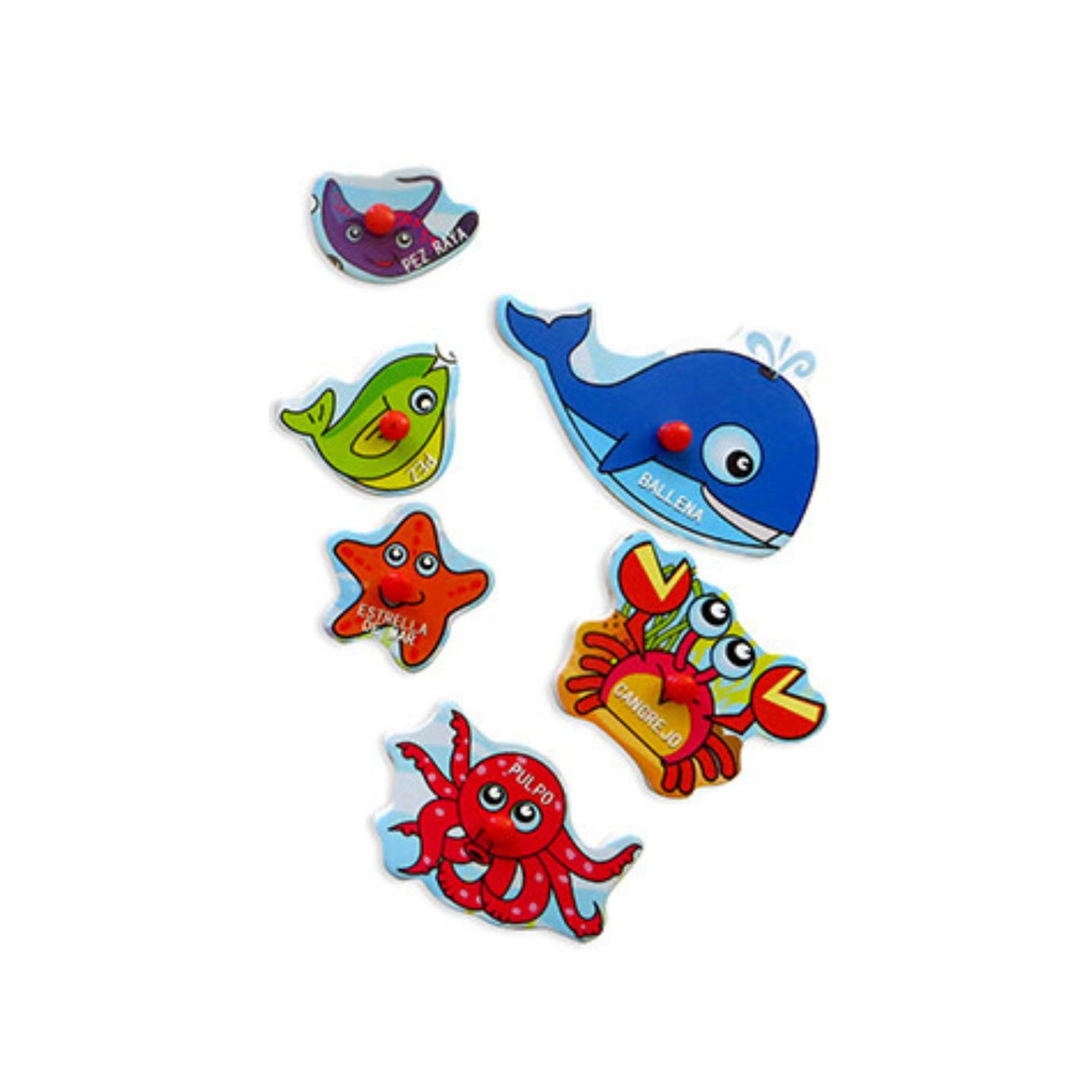 Tabla de Encaje de Madera con Nombres de Animales Marinos. Ideal para aprender jugando y desarrollar habilidades. ¡Compra ahora y diviértete!-1-4-1-1-1