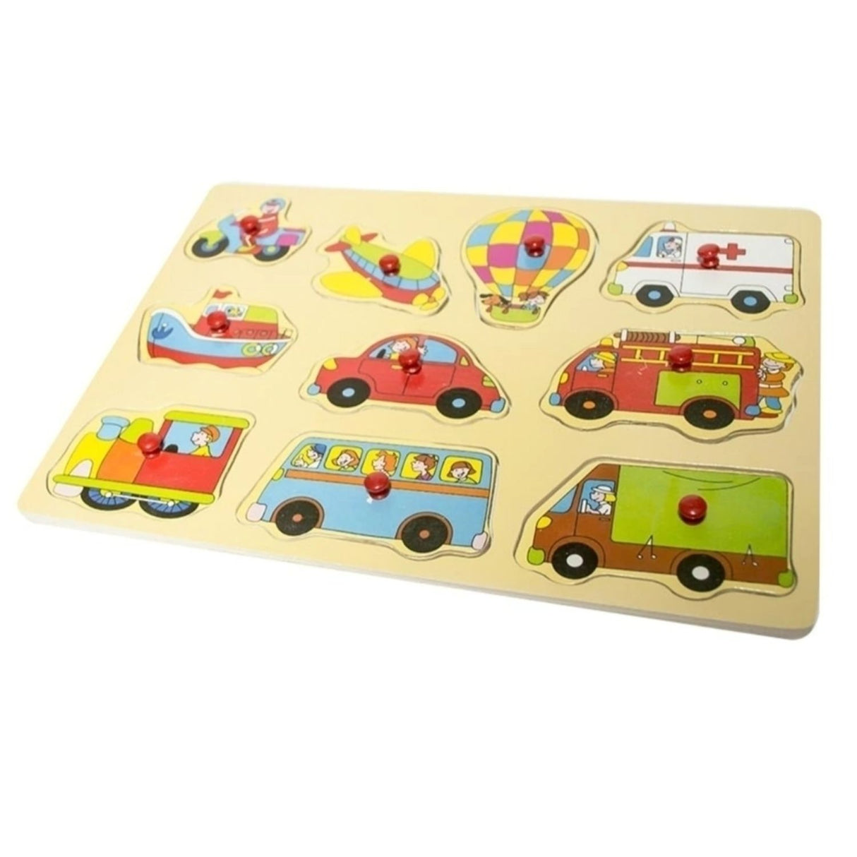 Tabla de Encaje de Madera con Medios Transporte para Niños. Fomenta la creatividad y el aprendizaje. ¡Compra ahora y diviértete educando!-1-1-1-1-1