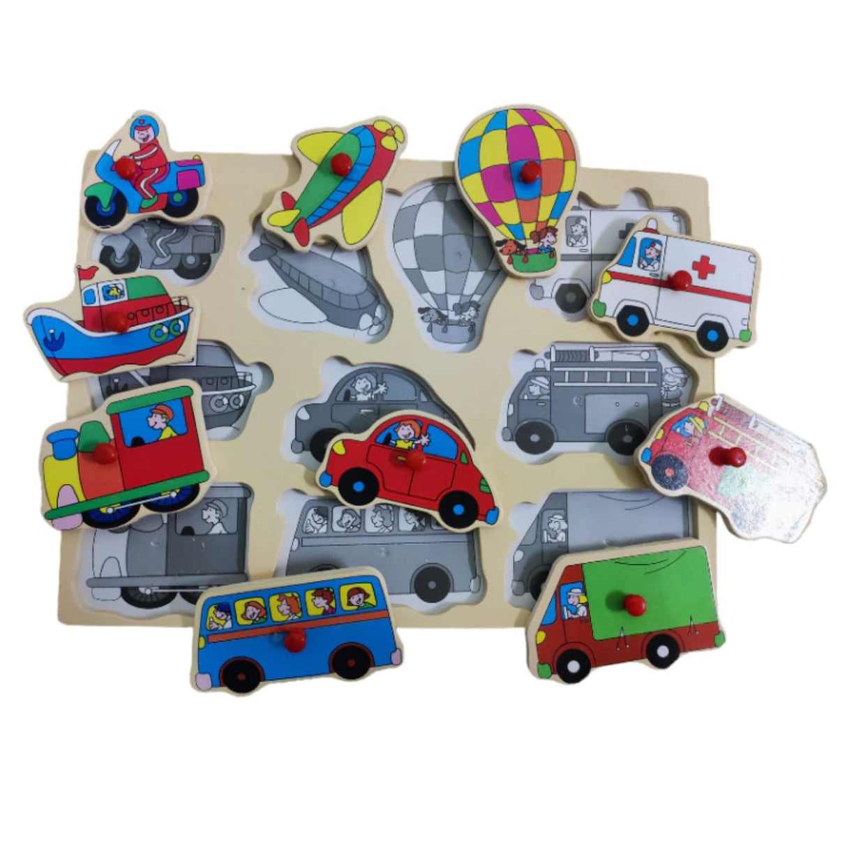 Tabla de Encaje de Madera con Medios Transporte para Niños. Fomenta la creatividad y el aprendizaje. ¡Compra ahora y diviértete educando!-1-3-1-1-1