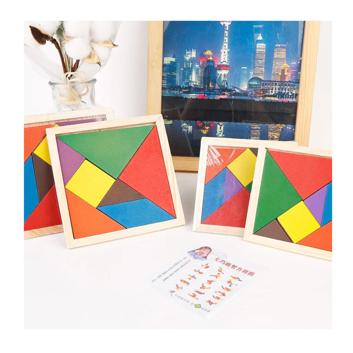 Tangrama Pequeño de Madera de Colores Para Niños de 11x11 cm. Fomenta la creatividad y el aprendizaje. ¡Descúbrelo ahora y diviértete!-1-2-1-1-1