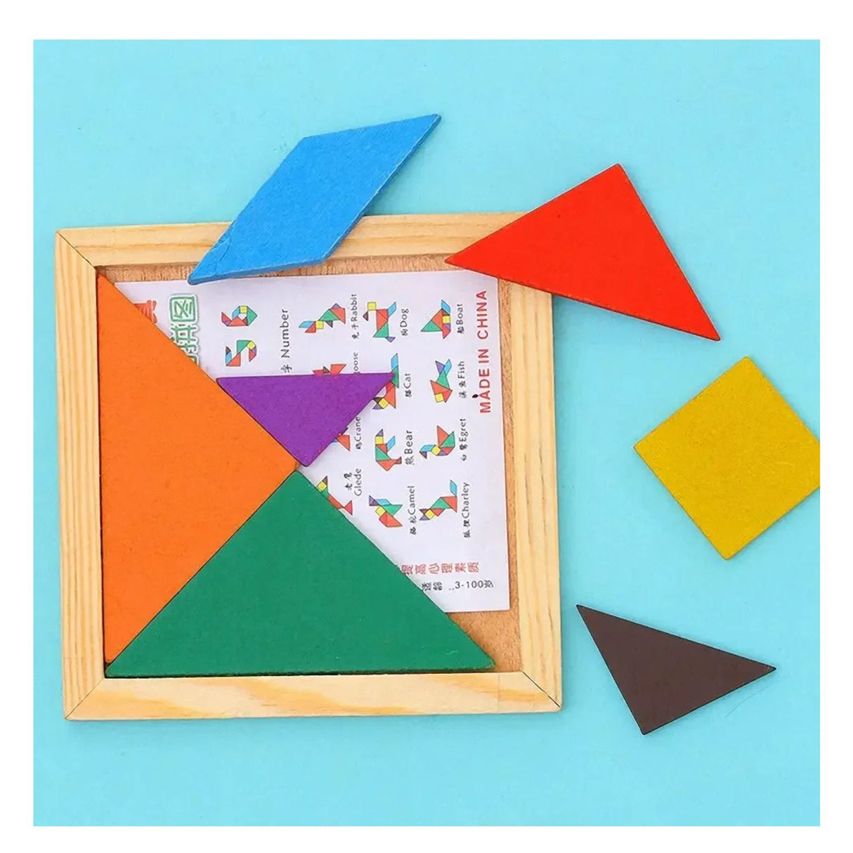 Tangrama Pequeño de Madera de Colores Para Niños de 11x11 cm. Fomenta la creatividad y el aprendizaje. ¡Descúbrelo ahora y diviértete!-1-3-1-1-1