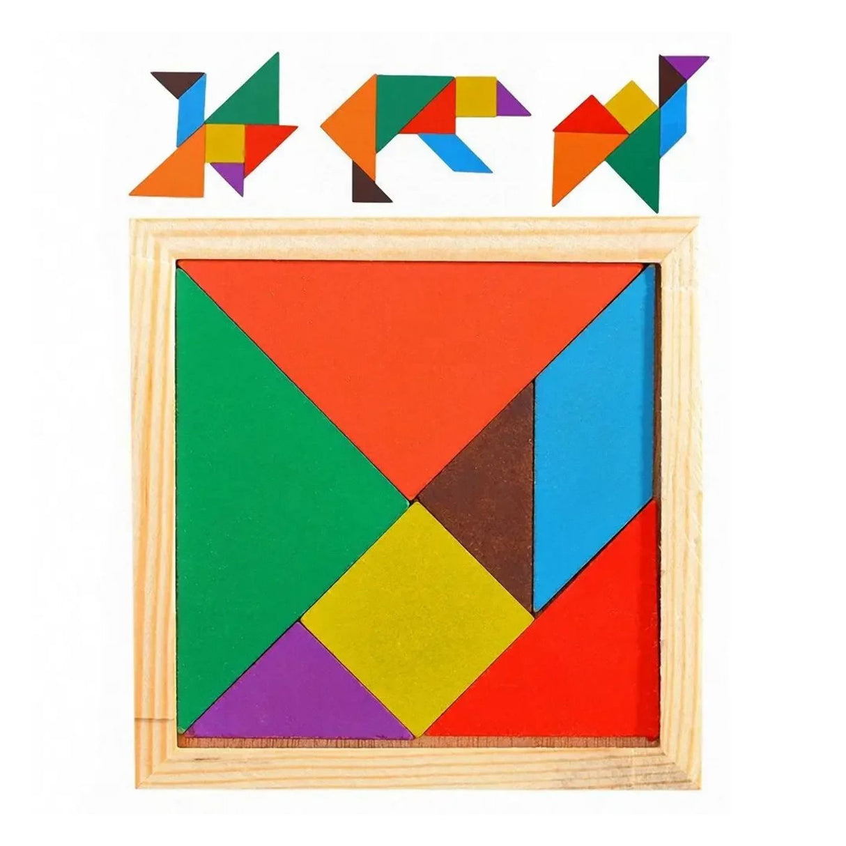 Tangrama Pequeño de Madera de Colores Para Niños de 11x11 cm. Fomenta la creatividad y el aprendizaje. ¡Descúbrelo ahora y diviértete!-1-4-1-1-1