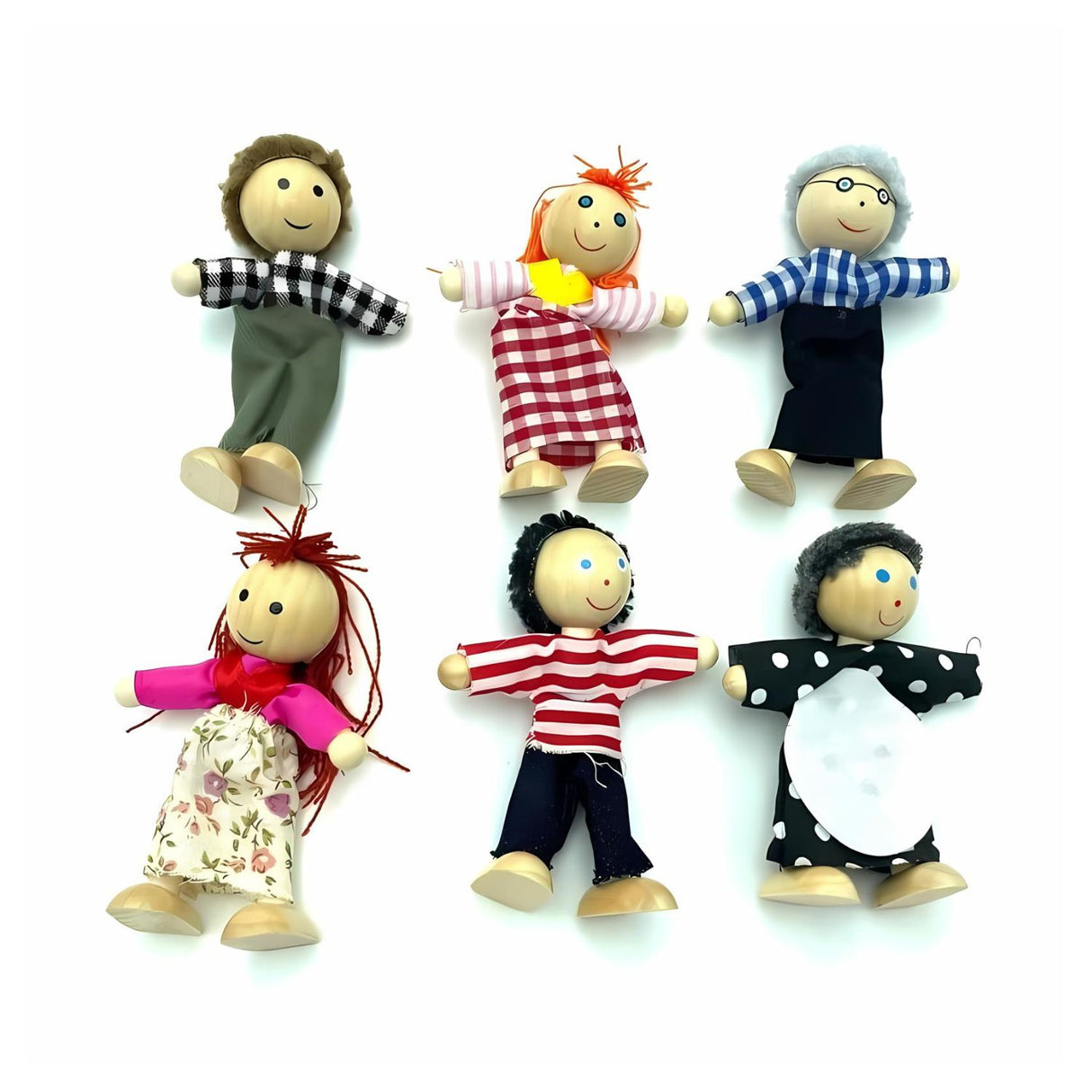 Familia de Títeres de Madera de 10 cm Para Niños de 3+ años. Fomenta la creatividad y el juego educativo. ¡Compra ahora y diviértete!-1-1-1-1-1