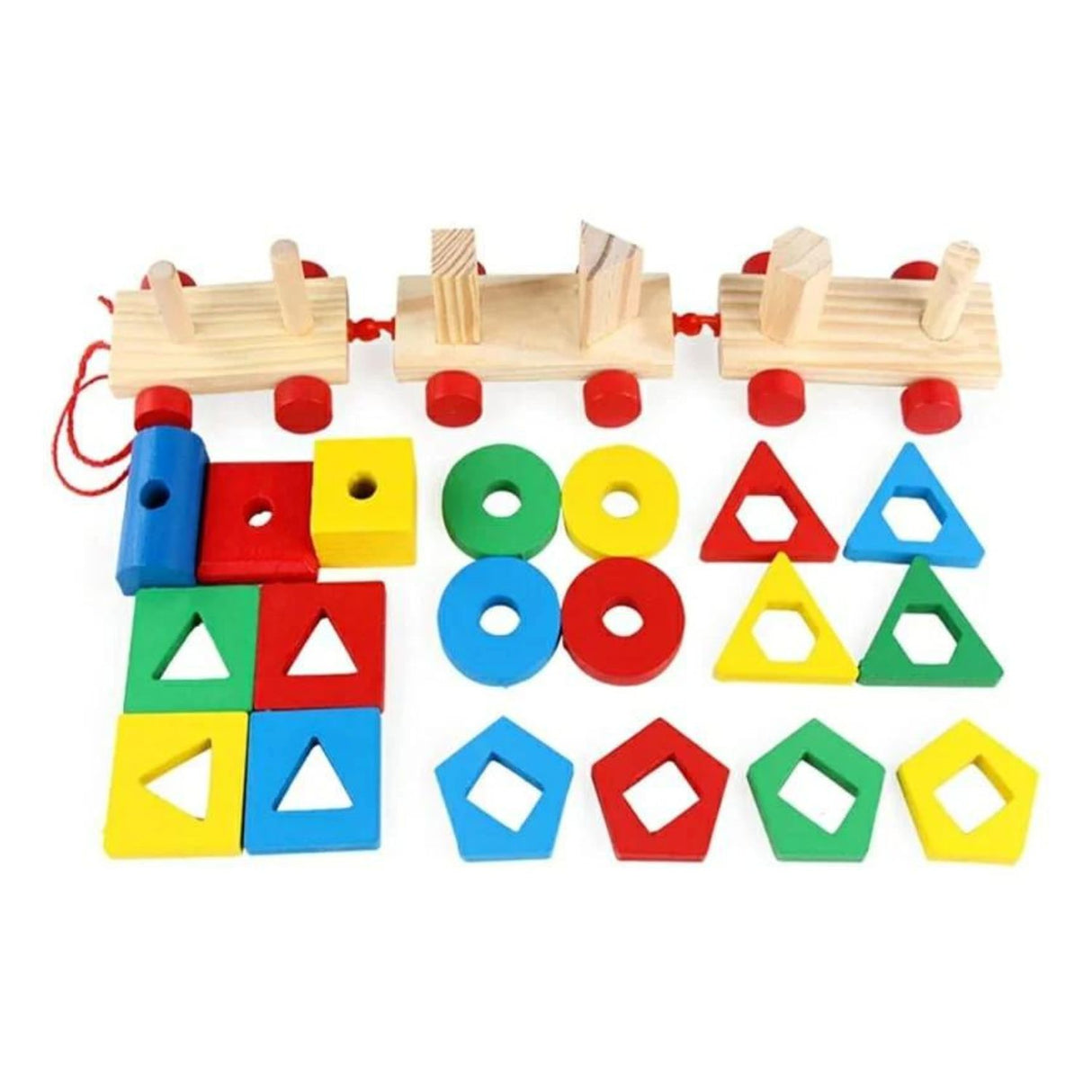 Tren de Encaje de Madera con Figuras Geométricas de 38 cm. Fomenta la creatividad y habilidades motoras en los niños. ¡Compra ahora y diviértete!-1-2-1-1-1