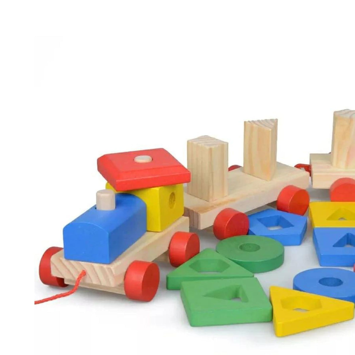 Tren de Encaje de Madera con Figuras Geométricas de 38 cm. Fomenta la creatividad y habilidades motoras en los niños. ¡Compra ahora y diviértete!-1-3-1-1-1