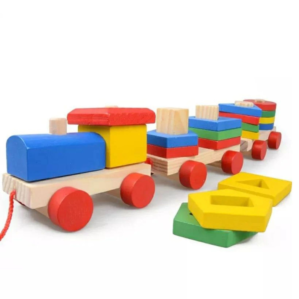 Tren de Encaje de Madera con Figuras Geométricas de 38 cm. Fomenta la creatividad y habilidades motoras en los niños. ¡Compra ahora y diviértete!-1-4-1-1-1